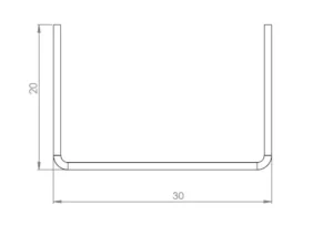 U destek sacı profil kesiti (30 × 20 mm)