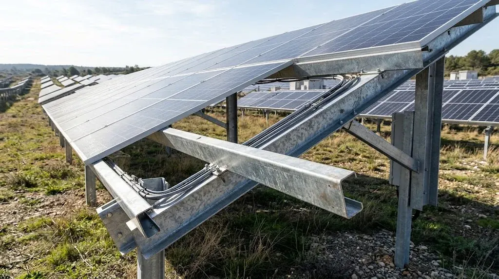 Arazi tipi güneş enerjisi santralinde galvaniz C profil konstrüksiyon