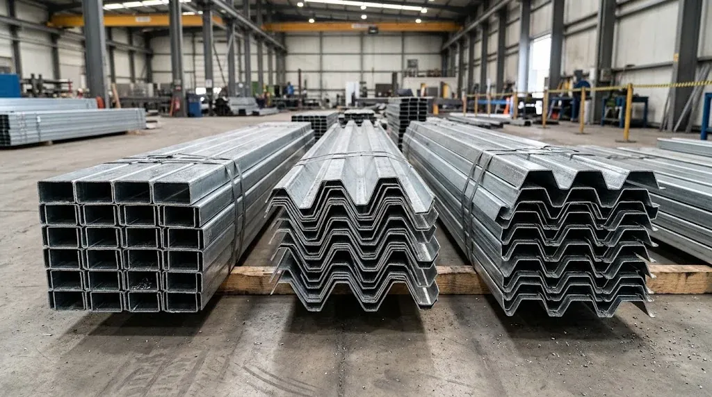 İstiflenmiş galvaniz U, Z ve omega profil demetleri